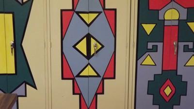 Herbarium cupboards painted in an Ndebele style Herbarium cupboards painted in an Ndebele style